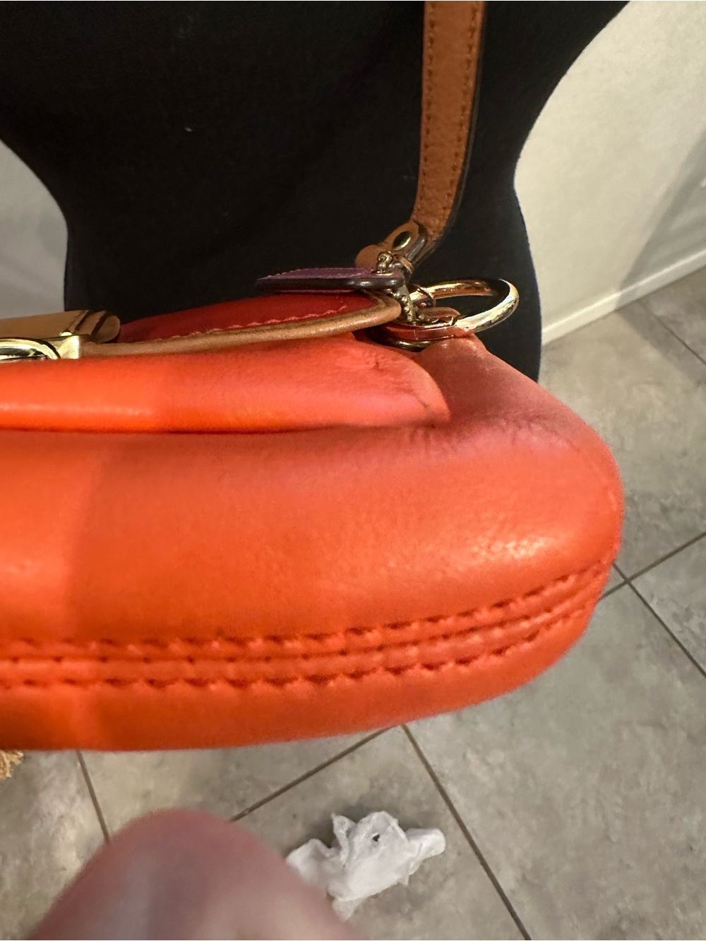 Coach Colorblock FlapTwo-Tone Red and Orange Leather Crossbody - Picture 10 of 15